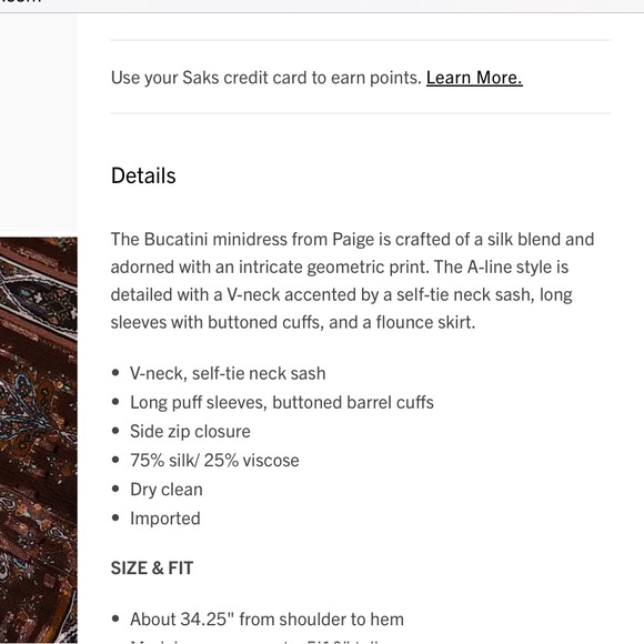 PAIGE Long Sleeve Patterned Dress - Brown and Cream - Picture 4 of 6